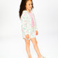 French Terry Hoodie Off White Printed Flowers