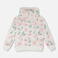 French Terry Hoodie Off White Printed Flowers