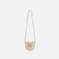 Flower Straw Purse Beige