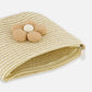 Flower Straw Purse Beige