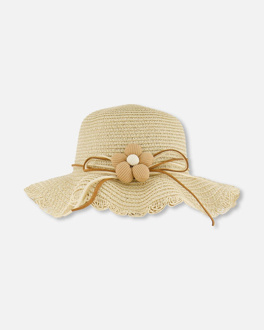 Flower Straw Hat Beige