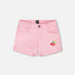 Pink Denim Shorts With Embroidery