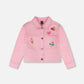 Pink Denim Jacket With Embroidered Patches