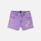 Mauve Denim Shorts With Embroidery