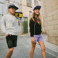 Mauve Denim Shorts With Embroidery