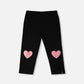 Organic Cotton Jersey Capri Black With Knee Foil Heart Print