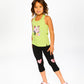 Organic Cotton Jersey Tank Top Lime Green With Screen Print