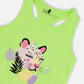 Organic Cotton Jersey Tank Top Lime Green With Screen Print
