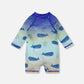 Baby And Toddlers One-Piece Long Sleeve Rashguard Blue Whale Print