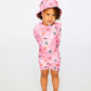 Baby And Toddler One-Piece Long Sleeve Rashguard Pink Beach Print