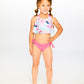 Two-Piece Swimsuit Blue Flamingo Print