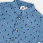Short Sleeve Chambray Shirt Blue Palm Print