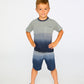 Organic Cotton Short Sleeve T-Shirt Blue Gradient Stripes