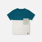 Organic Cotton Colorblock Jersey T-Shirt With Chest Pocket Heather Grey
