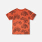 Organic Cotton Jersey T-Shirt Orange Printed Trucks