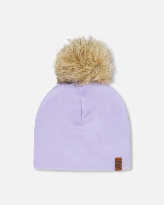 Stretch Jersey Hat Purple With Pompom