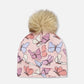 Stretch Jersey Hat Pink Printed Butterflies With Pompom