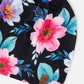 Stretch Jersey Hat Black Printed Flowers With Pompom