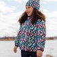 Quilted Mid-Season Jacket Black Animal Print