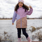 Mid-Season Jacket In Recycled Polyester Mauve, Lilac And Beige