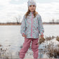 Two-Piece Mid-Season Outerwear Set Blue Mini Flower Print