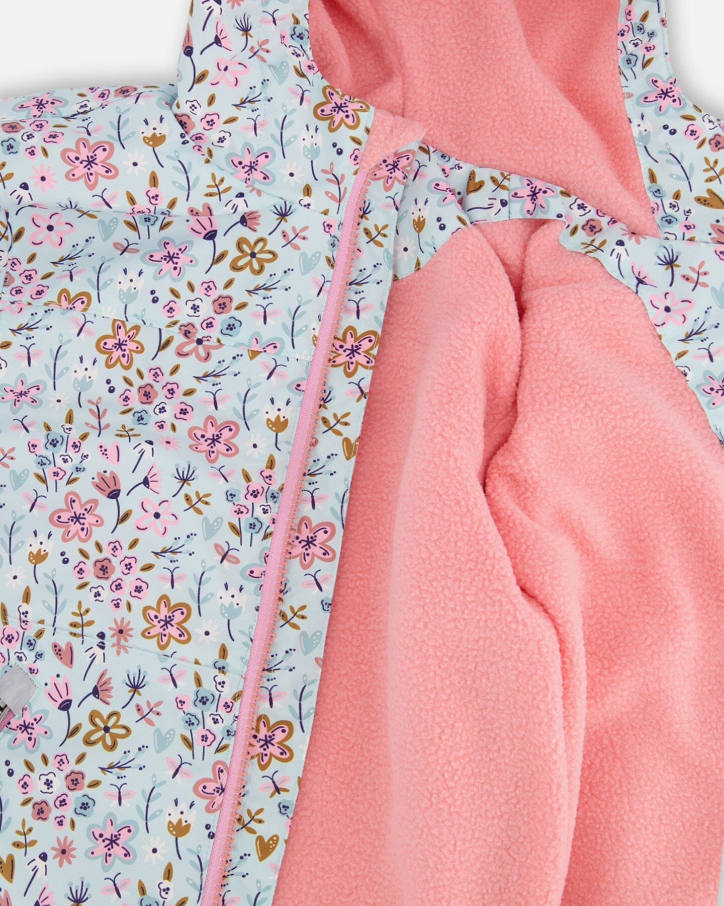 Two-Piece Mid-Season Outerwear Set Blue Mini Flower Print
