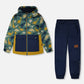 Two-Piece Mid-Season Outerwear Set Green Dinosaur Print