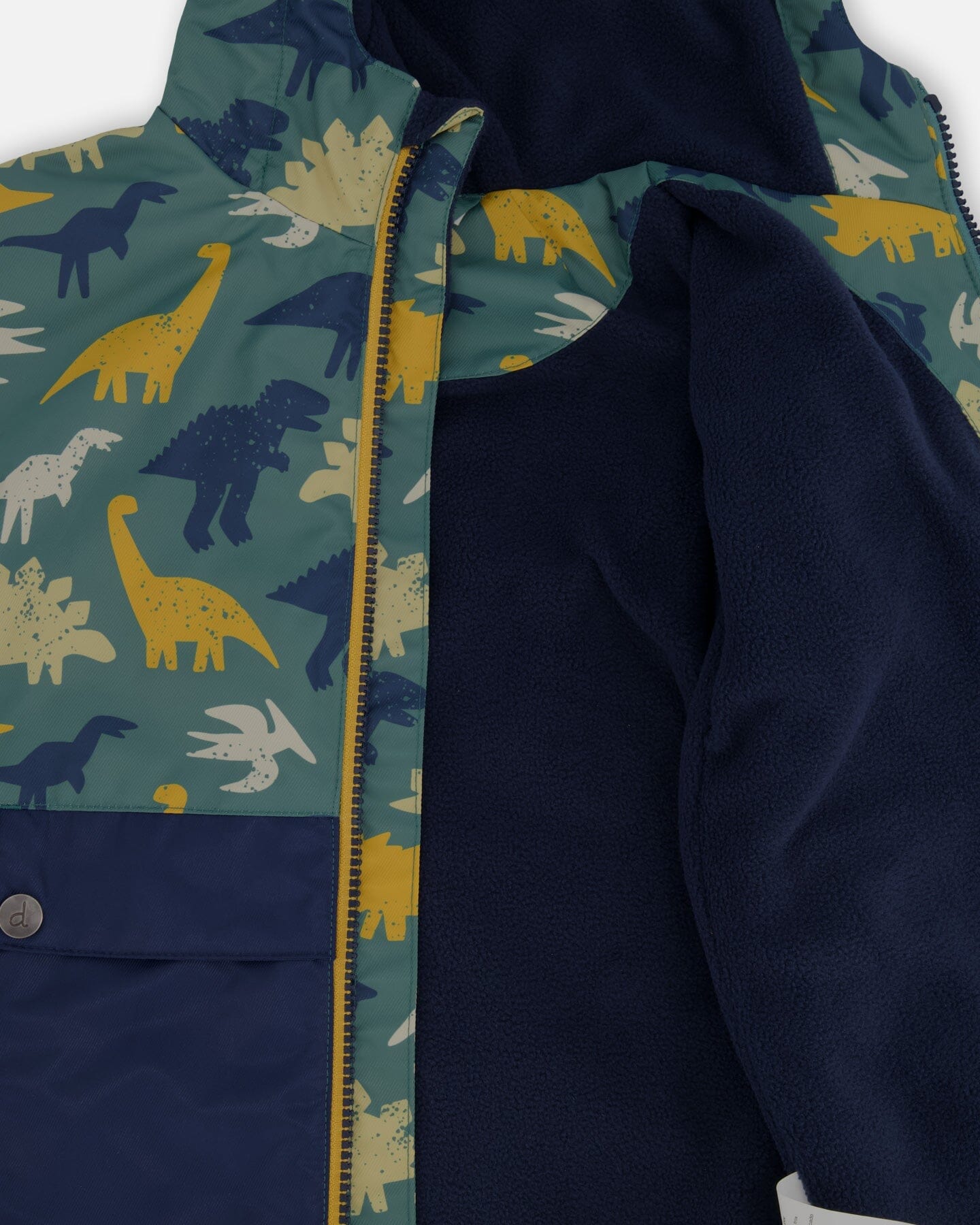 Two-Piece Mid-Season Outerwear Set Green Dinosaur Print