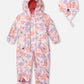 Baby Mid-Season One-Piece Outerwear With Hat Pink Flower Print