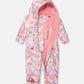 Baby Mid-Season One-Piece Outerwear With Hat Pink Flower Print