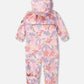 Baby Mid-Season One-Piece Outerwear With Hat Pink Flower Print
