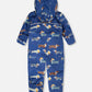 Baby Mid-Season One-Piece Outerwear With Hat Blue Dog Print