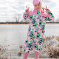 Kids Mid-Season One-Piece Outerwear Black Printed Flowers