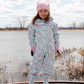 Kids Mid-Season One-Piece Outerwear Blue Mini Flower Print