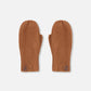 Ribbed Knit Mittens Brown
