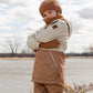 Ribbed Knit Mittens Brown