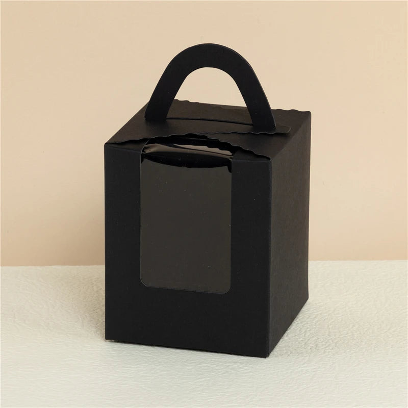 StoBag 10 Stück Cupcake-Box mit Klarsichtfenstergriffen Kuchengeschenke Geburtstag Weihnachtsfeier & Event Handgemachte Dessert-Lebensmittel 1 Loch