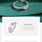 MODIAN 925 Sterling Silber Rosa Mondstein Eleganter Stapelbarer Fingerring Eternity Bands für Damen Weihnachtsgeschenke Feiner Schmuck