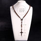 Christus Jesus Holzperlen 8mm Rosenkranzperlen Kreuz Autoanhänger Geflochtene Seilkette Halskette Religiöser Orthodoxer Gebetsschmuck