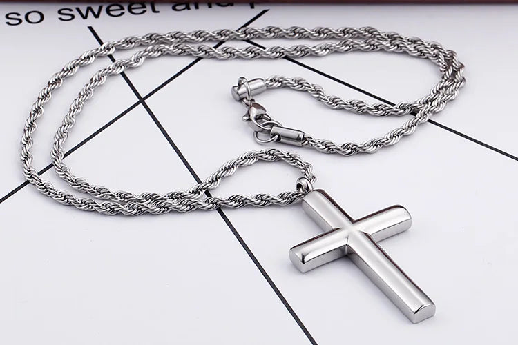 Kalen Mode Kreuz Halsketten Für Männer Hochglanzpoliert 50cm Edelstahl Kreuz Schmuck Halskette Männlich Günstiger Schmuck