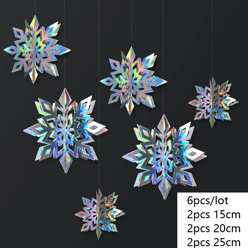 3D Künstliche Schneeflocken Papiergirlande Banner Weihnachtsdekorationen für Zuhause Winter Geburtstagsfeier Falscher Schnee Neujahrsornamente
