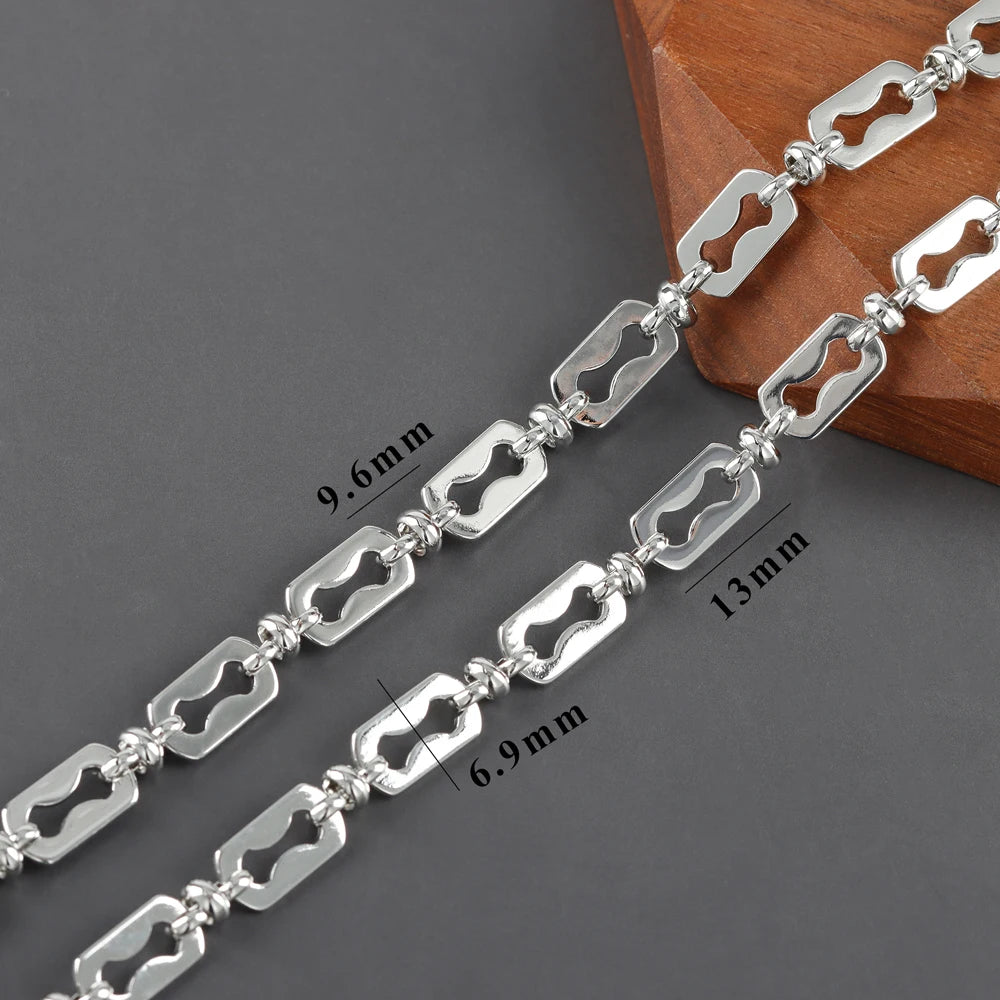 YEGUI C257, DIY-Kette, 18 Karat vergoldet, Kupfer, rhodiniert, Anhänger, Schmuckzubehör, Schmuckherstellung, DIY-Armbandkette, 1m/Los