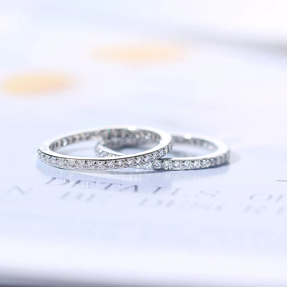 Delicate Thin Microscope Finger Dainty Rings For Women Female Promise Engagement Women's Ring Silver Color Zircon Jewelry R638