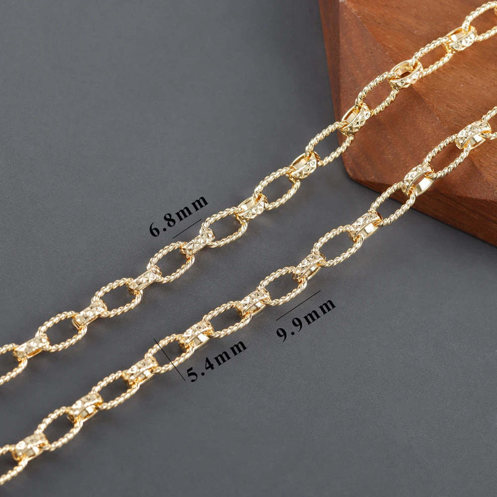 YEGUI C257, DIY-Kette, 18 Karat vergoldet, Kupfer, rhodiniert, Anhänger, Schmuckzubehör, Schmuckherstellung, DIY-Armbandkette, 1m/Los