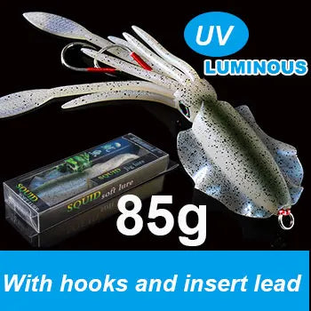 SUNMILE Angel-Gummiköder Tintenfisch 20g/60g/80g/100g/120g/150g Leuchtend/UV-Tintenfisch-Jig Angelköder für Meeresangeln Wobbler Köder