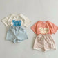 Einfacher Baby-Body mit Buchstabenaufdruck, einfarbig, einteilig, koreanische Baumwolle, Kleinkind-Outfits
