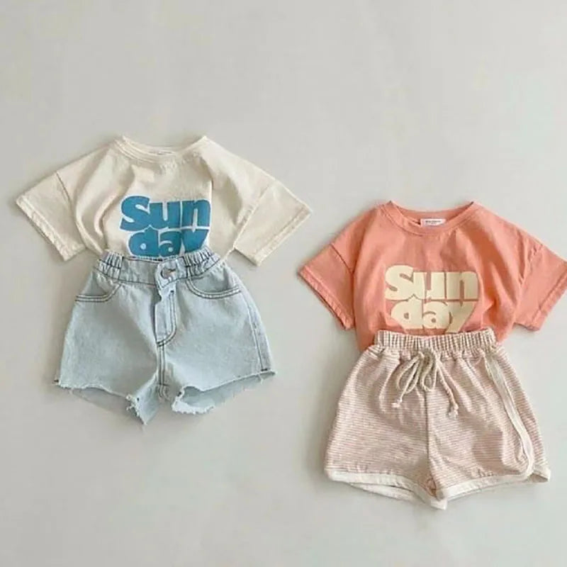 Einfacher Baby-Body mit Buchstabenaufdruck, einfarbig, einteilig, koreanische Baumwolle, Kleinkind-Outfits