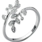 925 Sterling Silver Korean Zircon Leaf Shape Ring Female Index Finger Retro Fashion Handmade Jewelry Couple Gift