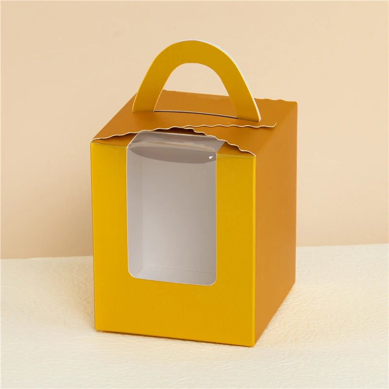StoBag 10 Stück Cupcake-Box mit Klarsichtfenstergriffen Kuchengeschenke Geburtstag Weihnachtsfeier & Event Handgemachte Dessert-Lebensmittel 1 Loch