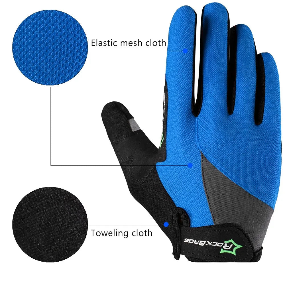 ROCKBROS Fahrradhandschuhe Schwammpolster Lange Finger Motorradhandschuhe für Fahrrad Mountainbike Handschuhe Touchscreen MTB Handschuhe